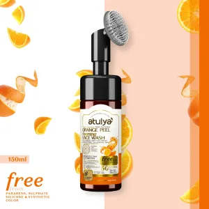 atulya Orange Peel Foaming Face Wash with Silicone Brush - 150ml (Buy Any5 Products & Save Rs.500 Use code : RS500)