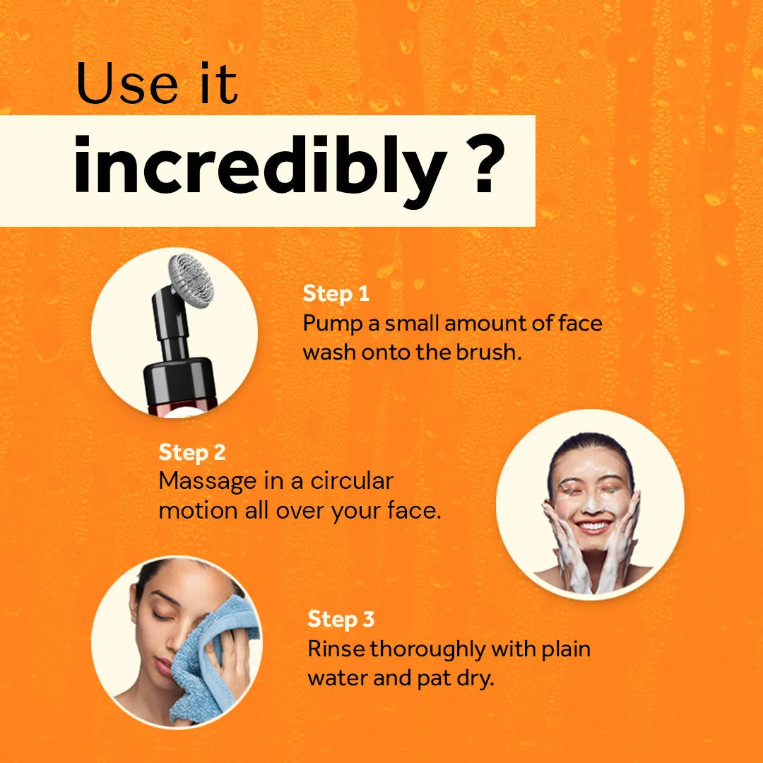 atulya Orange Peel Foaming Face Wash with Silicone Brush - 150ml (Buy Any5 Products & Save Rs.500 Use code : RS500)