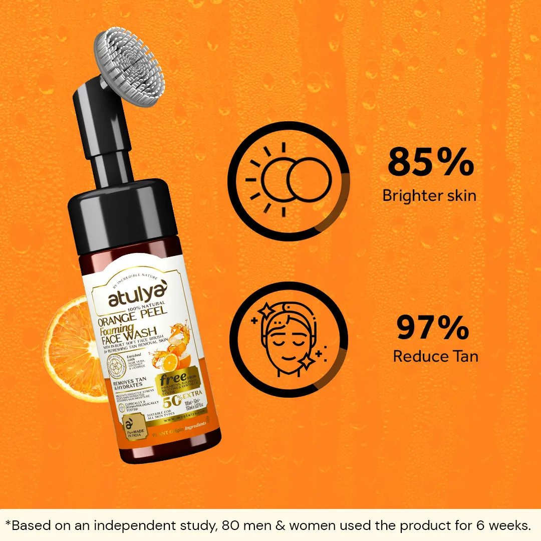 atulya Orange Peel Foaming Face Wash with Silicone Brush - 150ml (Buy Any5 Products & Save Rs.500 Use code : RS500)