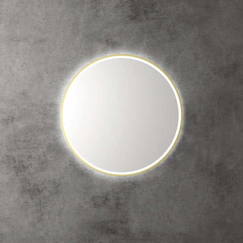 Aulic | Windsor 700 Touchless Round LED Mirror with Brushed Gold Frame