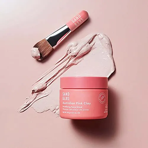 Australian Pink Clay Pore Minimizer & Cleanser Face Mask w/Applicator Brush