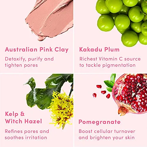 Australian Pink Clay Pore Minimizer & Cleanser Face Mask w/Applicator Brush