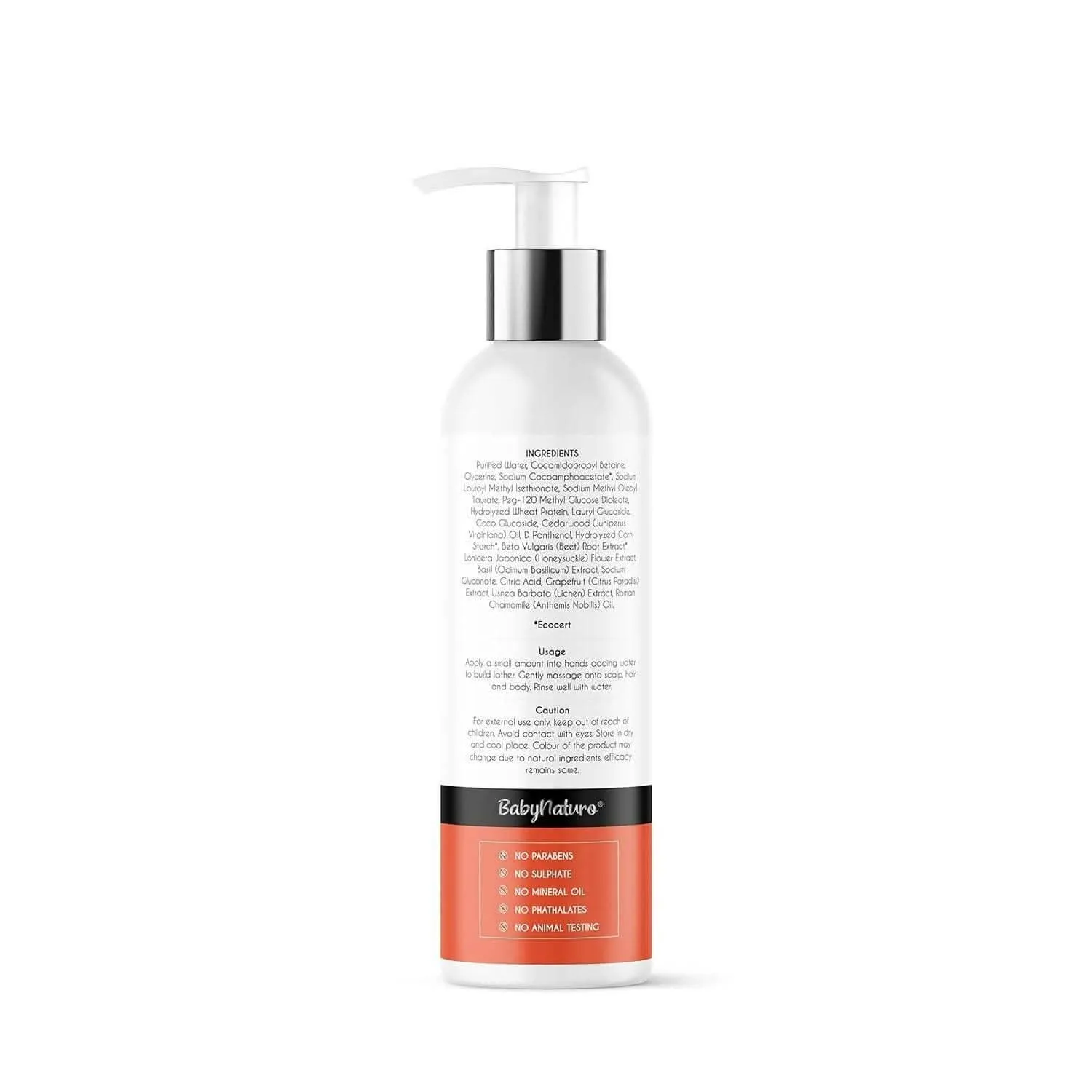 Babynaturo Baby Hair and Body Wash - pH balanced 2 in 1 Tear Free & Soap Free (200ml)