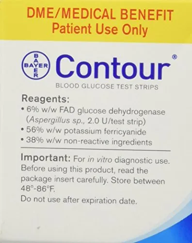Bayer Contour Blood Glucose, 100 Test Strips Exp Year or Longer
