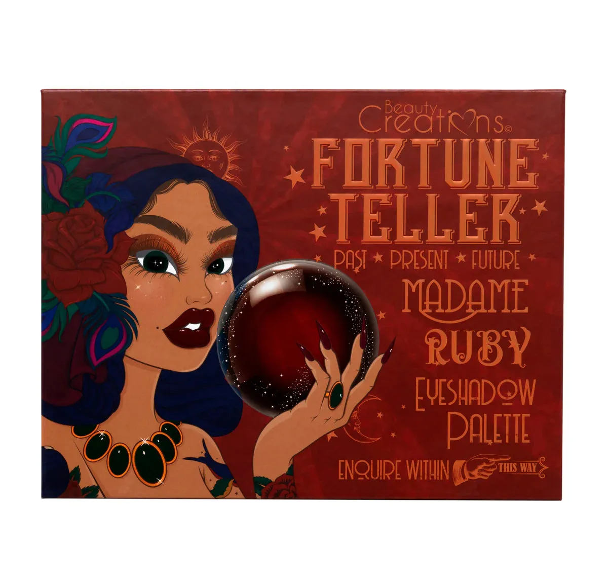 BEAUTY CREATIONS Fortune Teller Past Present Futuire Madame Ruby Eyeshadow Palette inquire within ￼