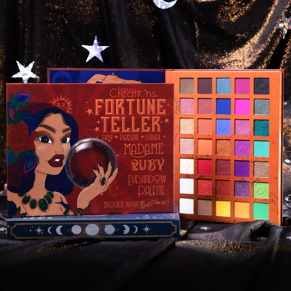 BEAUTY CREATIONS Fortune Teller Past Present Futuire Madame Ruby Eyeshadow Palette inquire within ￼
