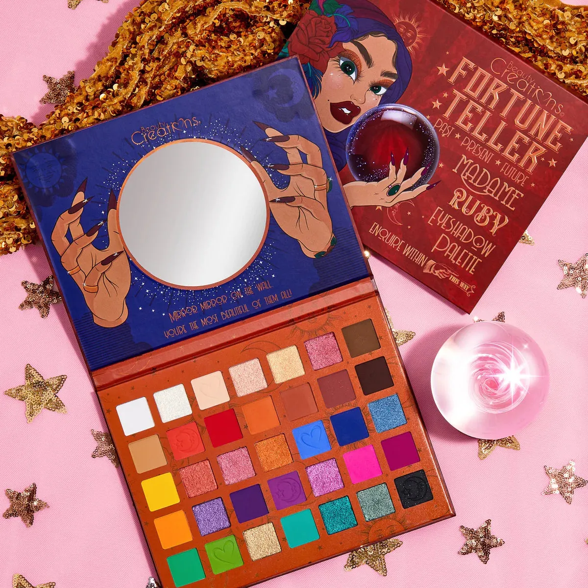 BEAUTY CREATIONS Fortune Teller Past Present Futuire Madame Ruby Eyeshadow Palette inquire within ￼