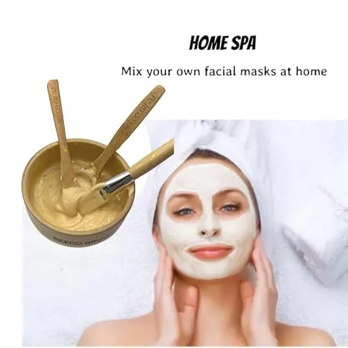 BEECO GIF2U Face Mask Mixing Bowl Set Bamboo,4 Pack Diy Facial Tools For Skin Care,Facemask Mixing Tool Kit With Facial Mask Bowl,Spatula,Spoon,Brush Applicator,Facial Esthetician Supplies
