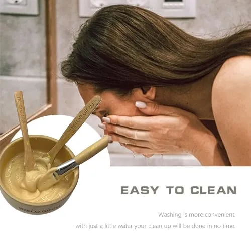 BEECO GIF2U Face Mask Mixing Bowl Set Bamboo,4 Pack Diy Facial Tools For Skin Care,Facemask Mixing Tool Kit With Facial Mask Bowl,Spatula,Spoon,Brush Applicator,Facial Esthetician Supplies