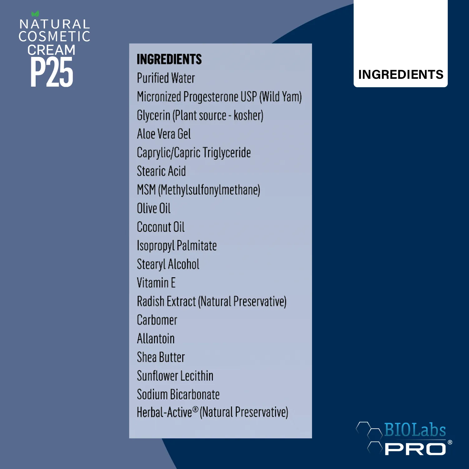 BIOLabs PRO® Natural P25 Cream