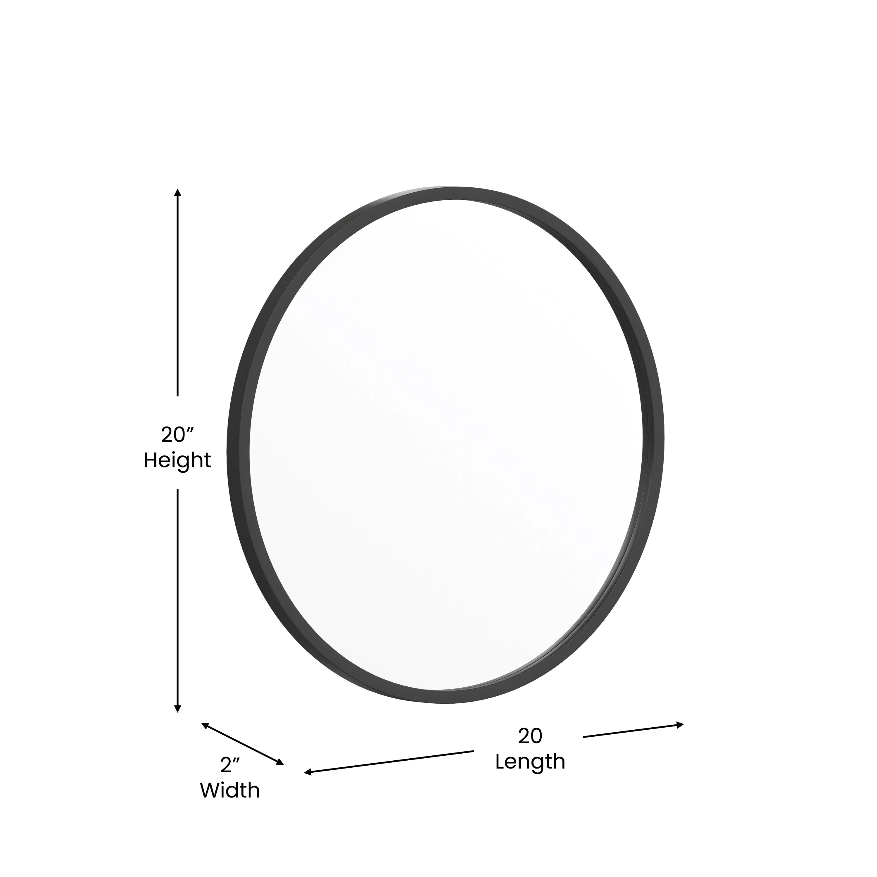 Black 20" Round Wall Mirror HFKHD-0GD-CRE8-981315-GG