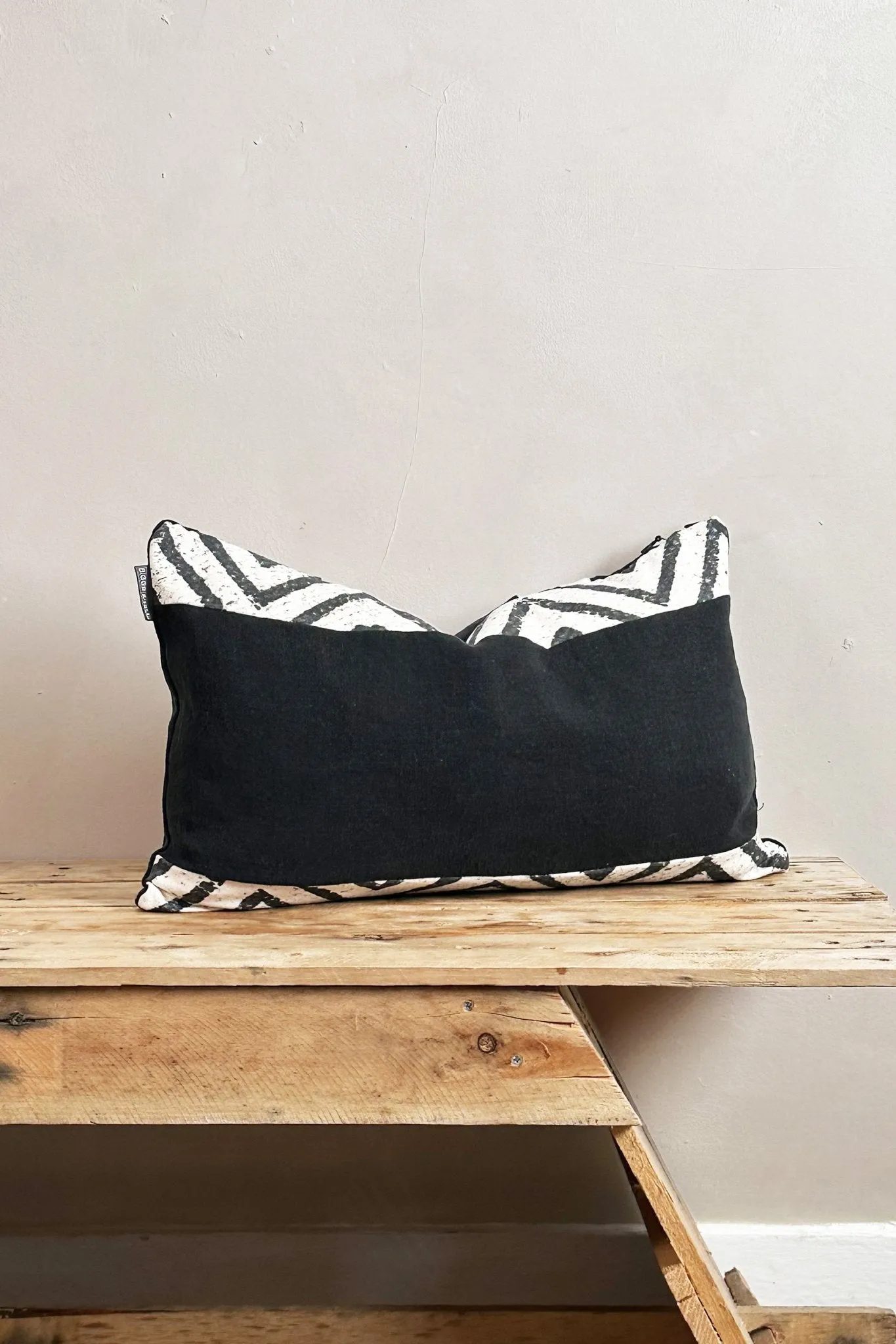 Black and Cream Chevron Rectangular Linen Cushion
