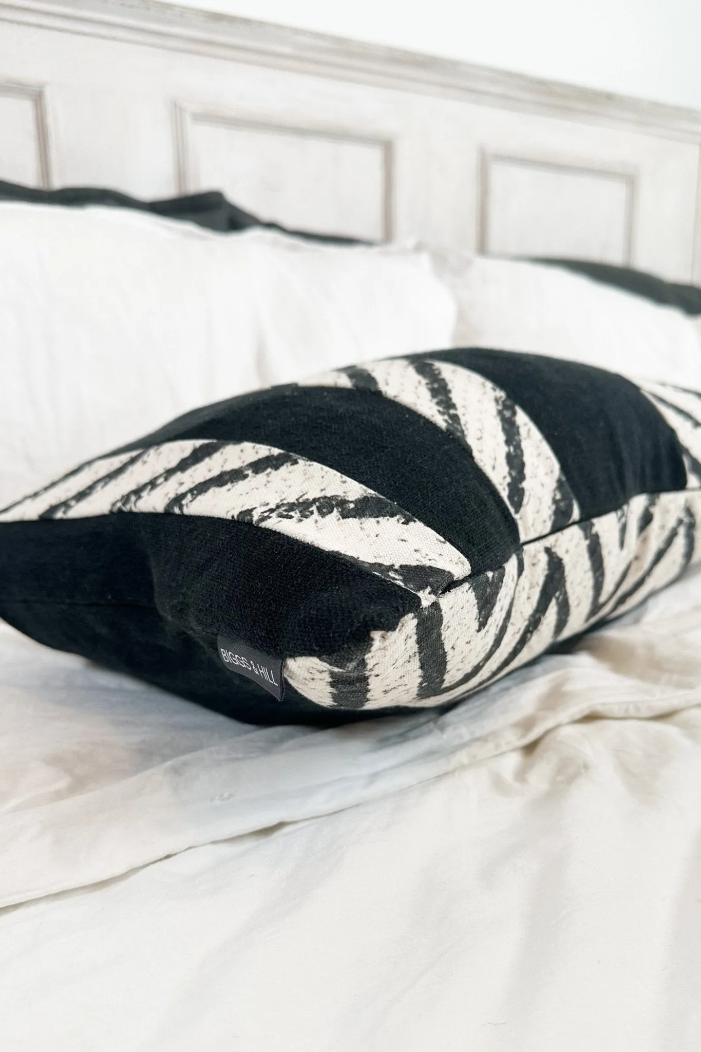Black and Cream Chevron Rectangular Linen Cushion