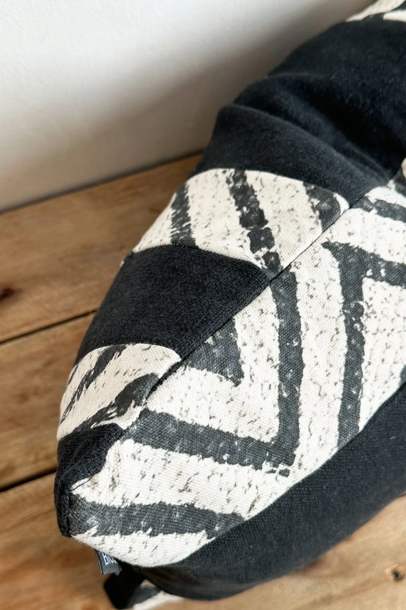 Black and Cream Chevron Rectangular Linen Cushion