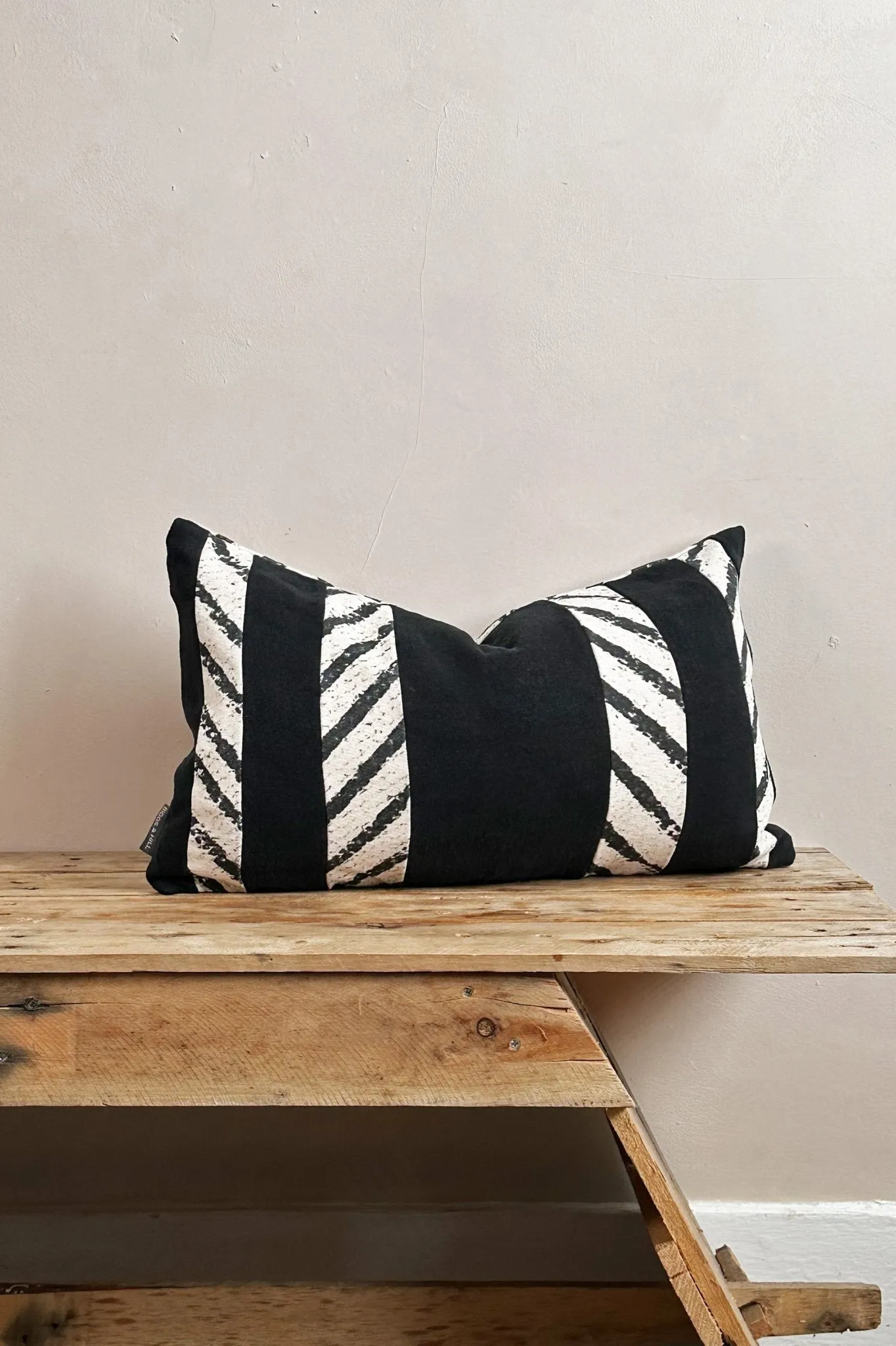 Black and Cream Chevron Rectangular Linen Cushion