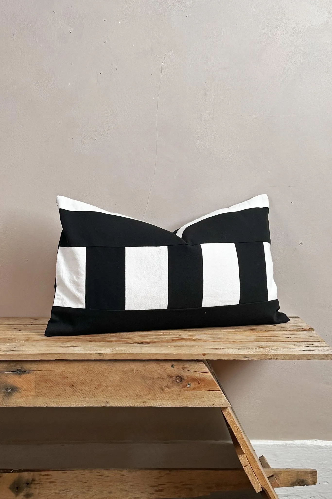 Black and White Cotton Zero Waste Rectangular Cotton Cushion