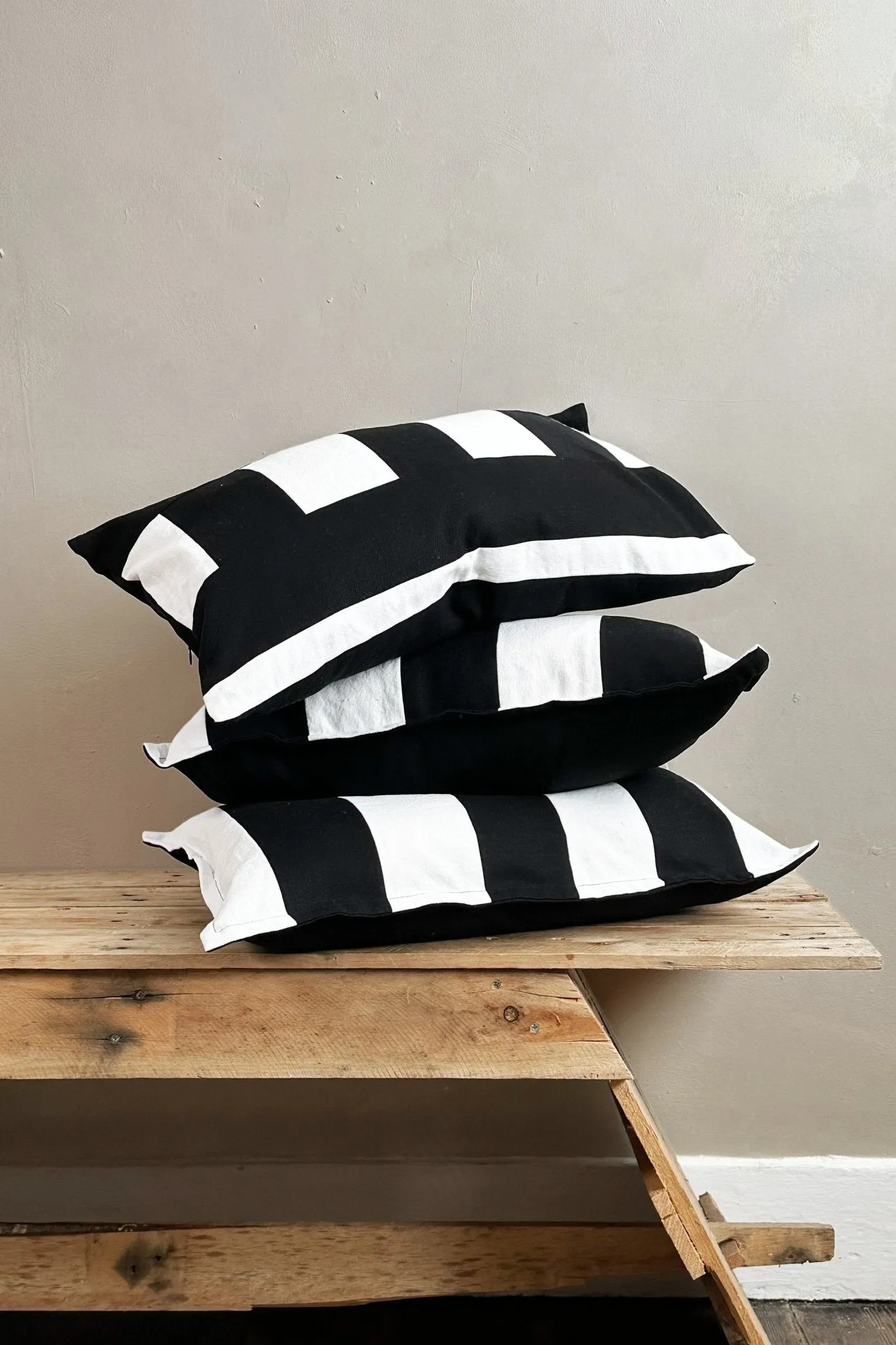 Black and White Cotton Zero Waste Rectangular Cotton Cushion