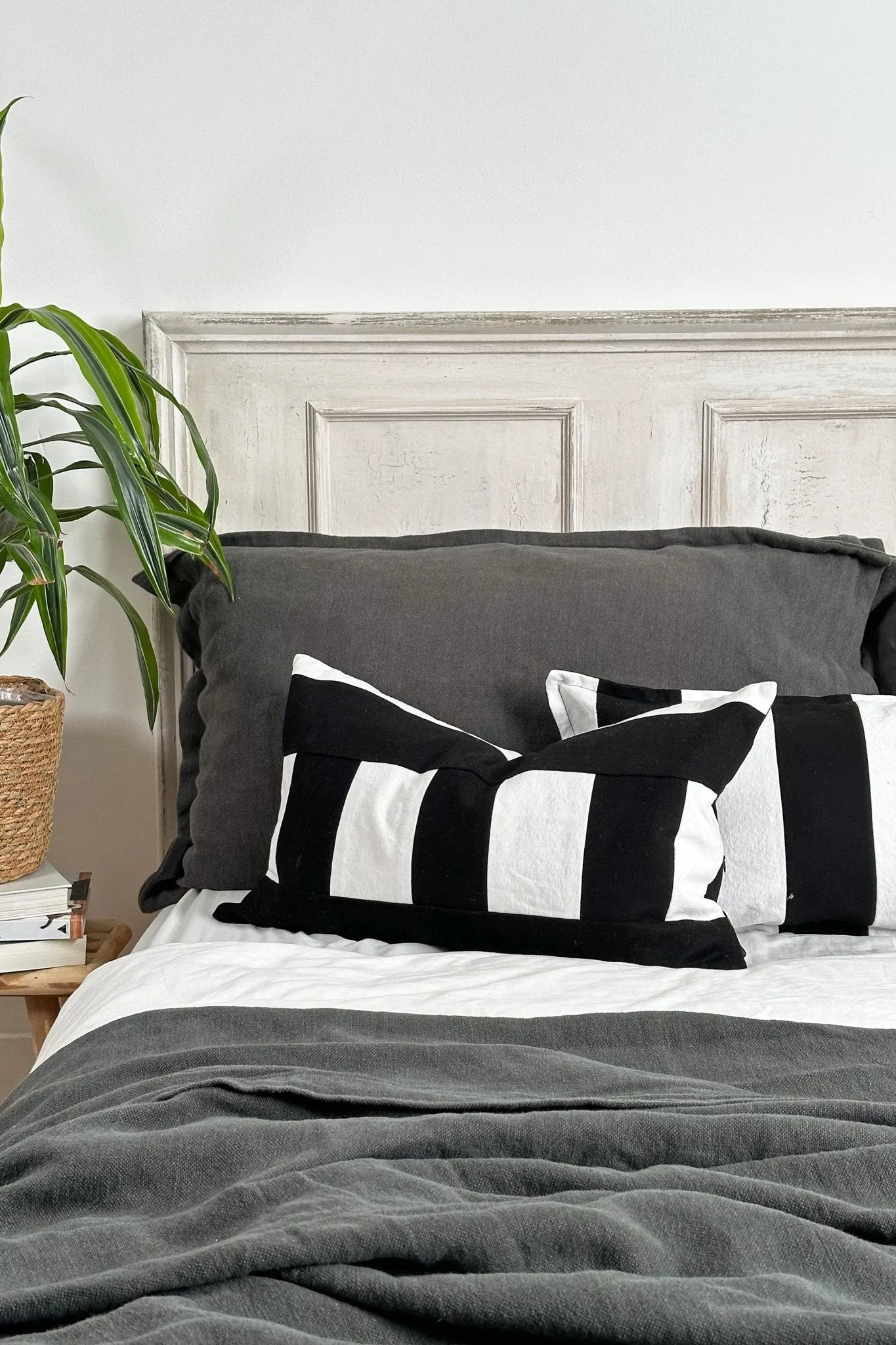 Black and White Cotton Zero Waste Rectangular Cotton Cushion