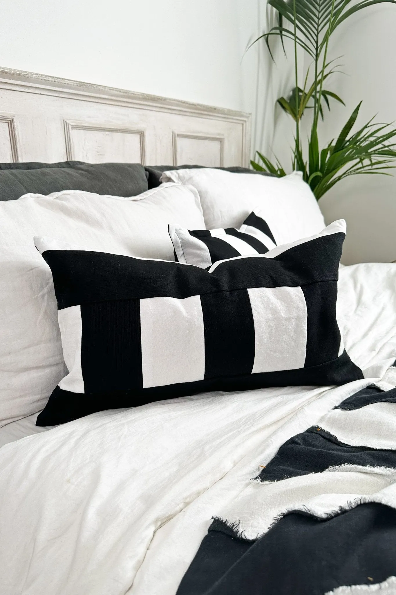 Black and White Cotton Zero Waste Rectangular Cotton Cushion