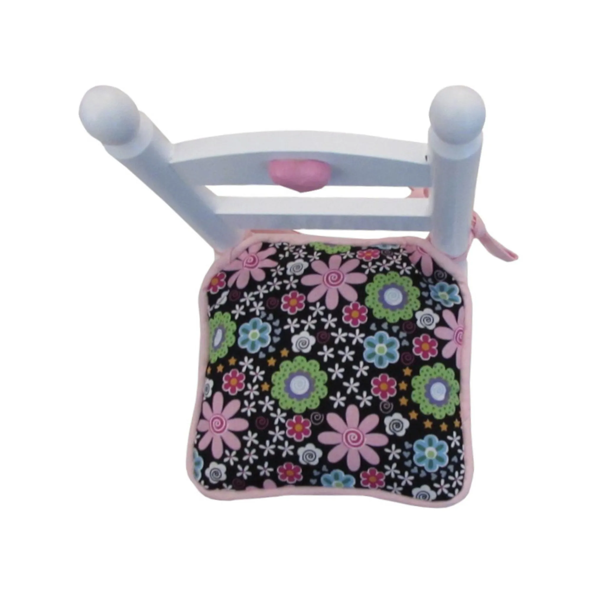 Black Floral Doll Chair Cushions for 18-inch Dolls