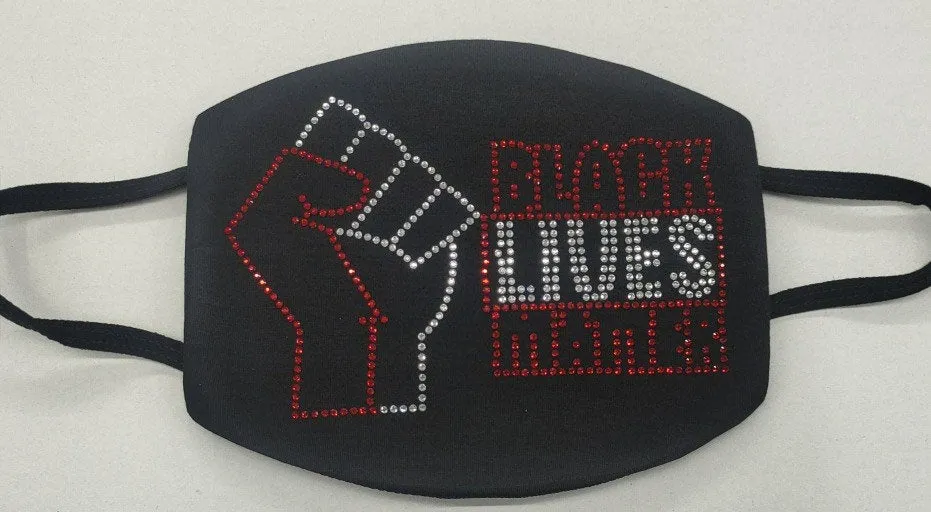 Black Lives Matter Red Rhinestone Bling Face Mask