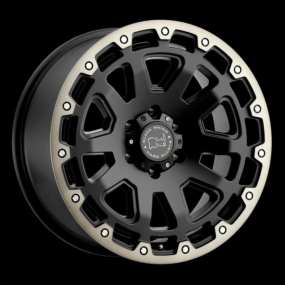 Black Rhino Razorback 20X12 8X170 -44 mm Matte Black W/ Machined Dark Tint Lip
