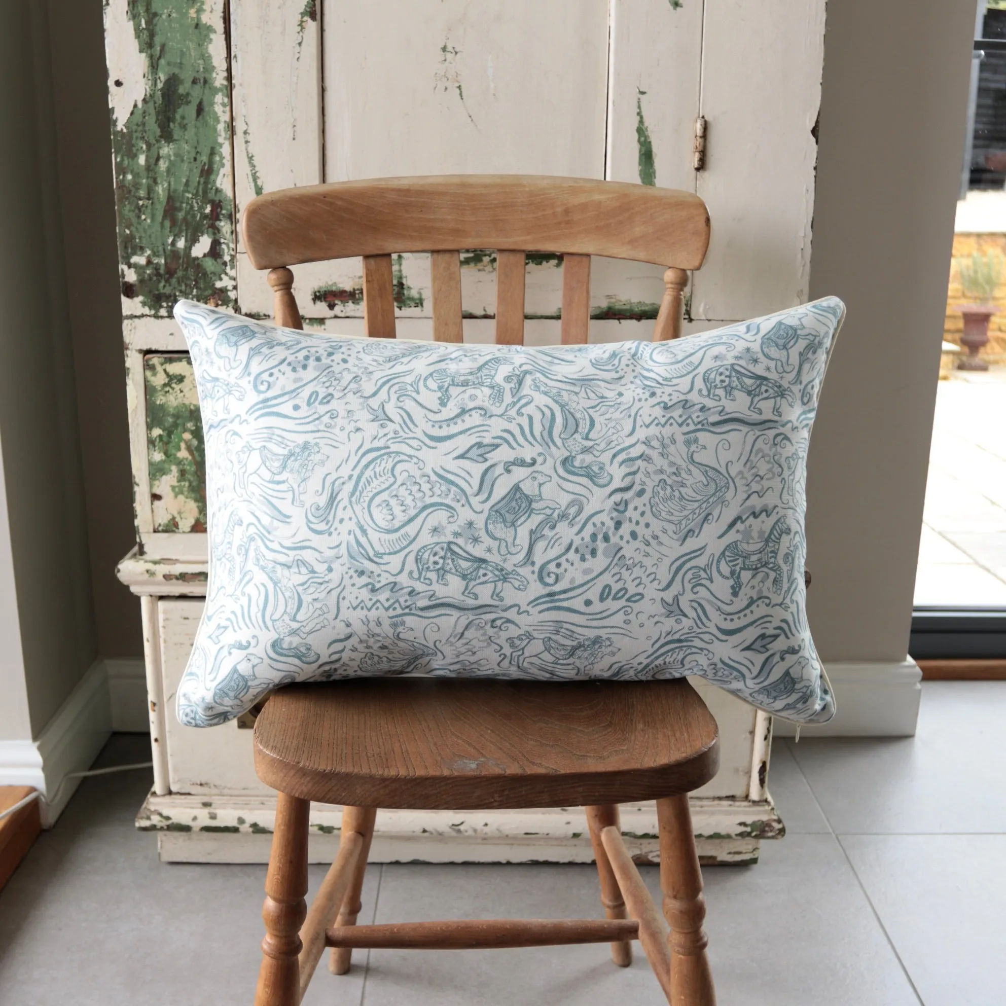 Blue Carousel Cushion