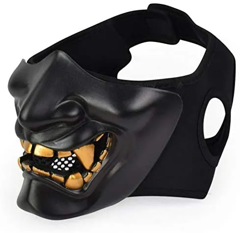 Blue Half Face Demon Mask