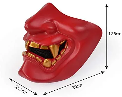Blue Half Face Demon Mask