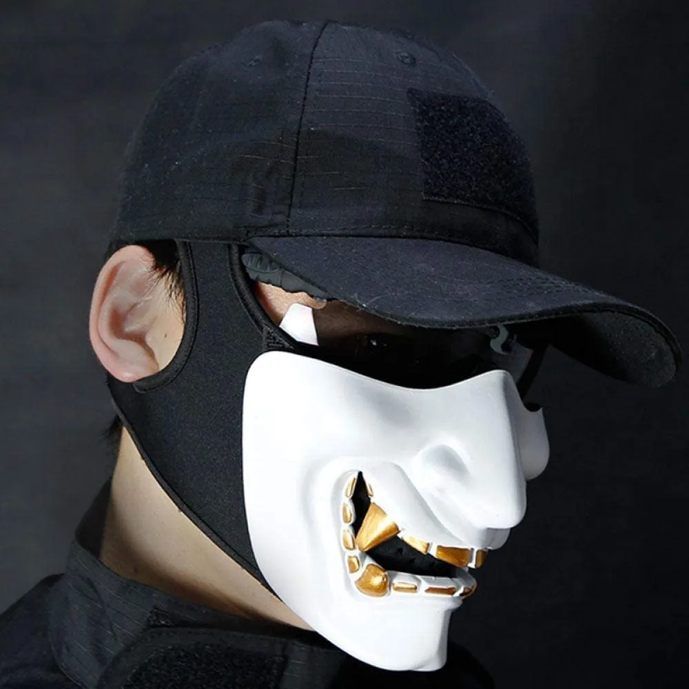 Blue Half Face Demon Mask