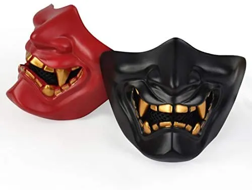 Blue Half Face Demon Mask