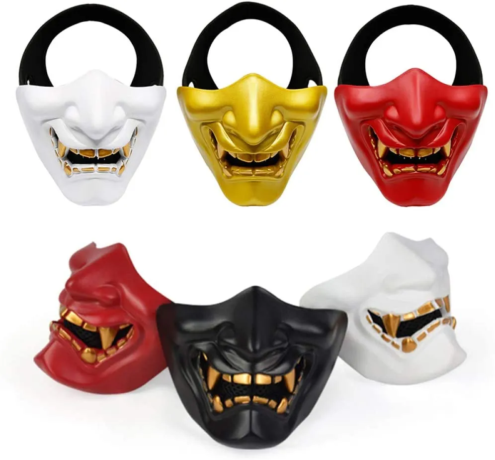 Blue Half Face Demon Mask