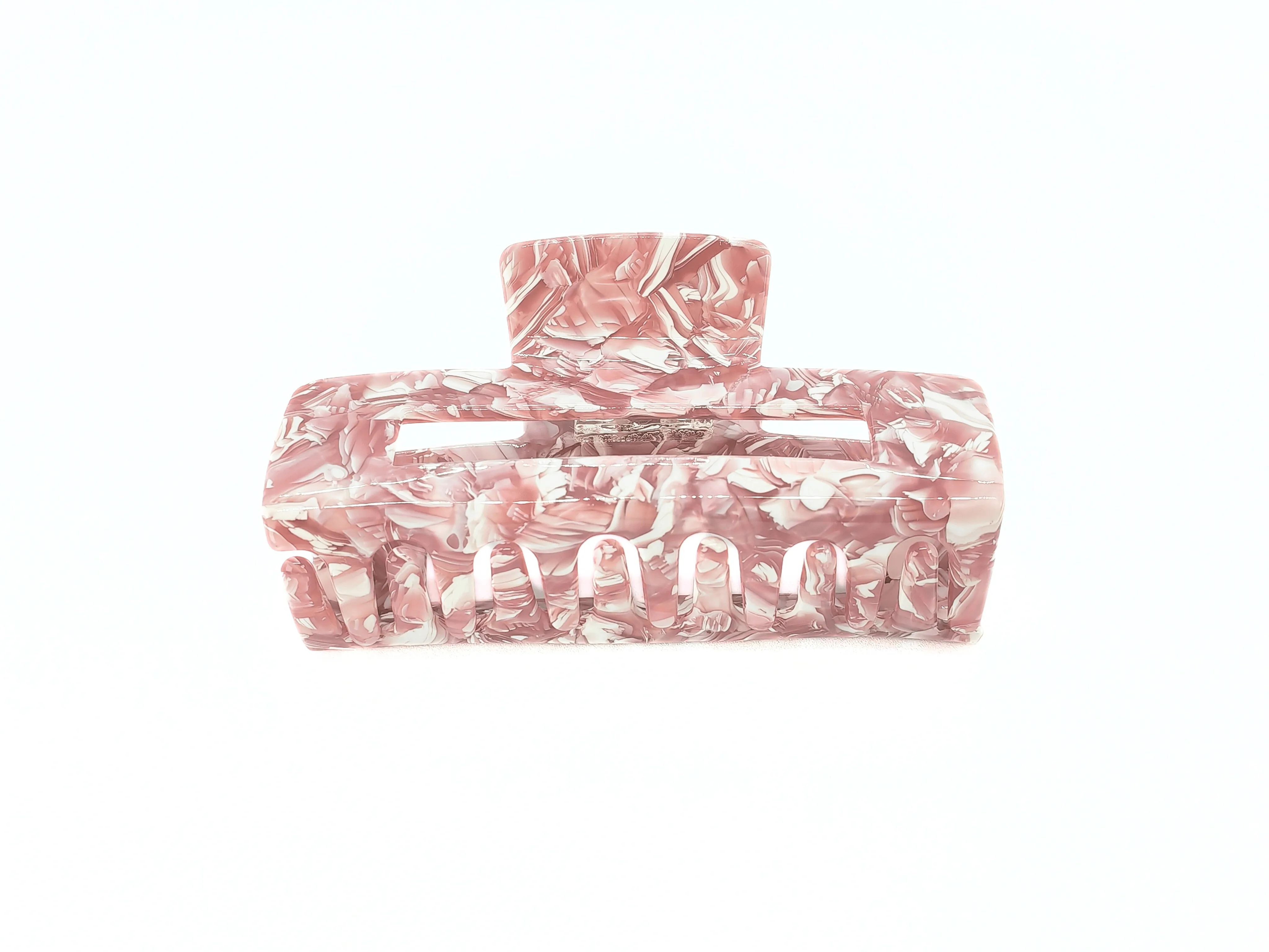 Blush Marble Rectangular Hair Claw Clip