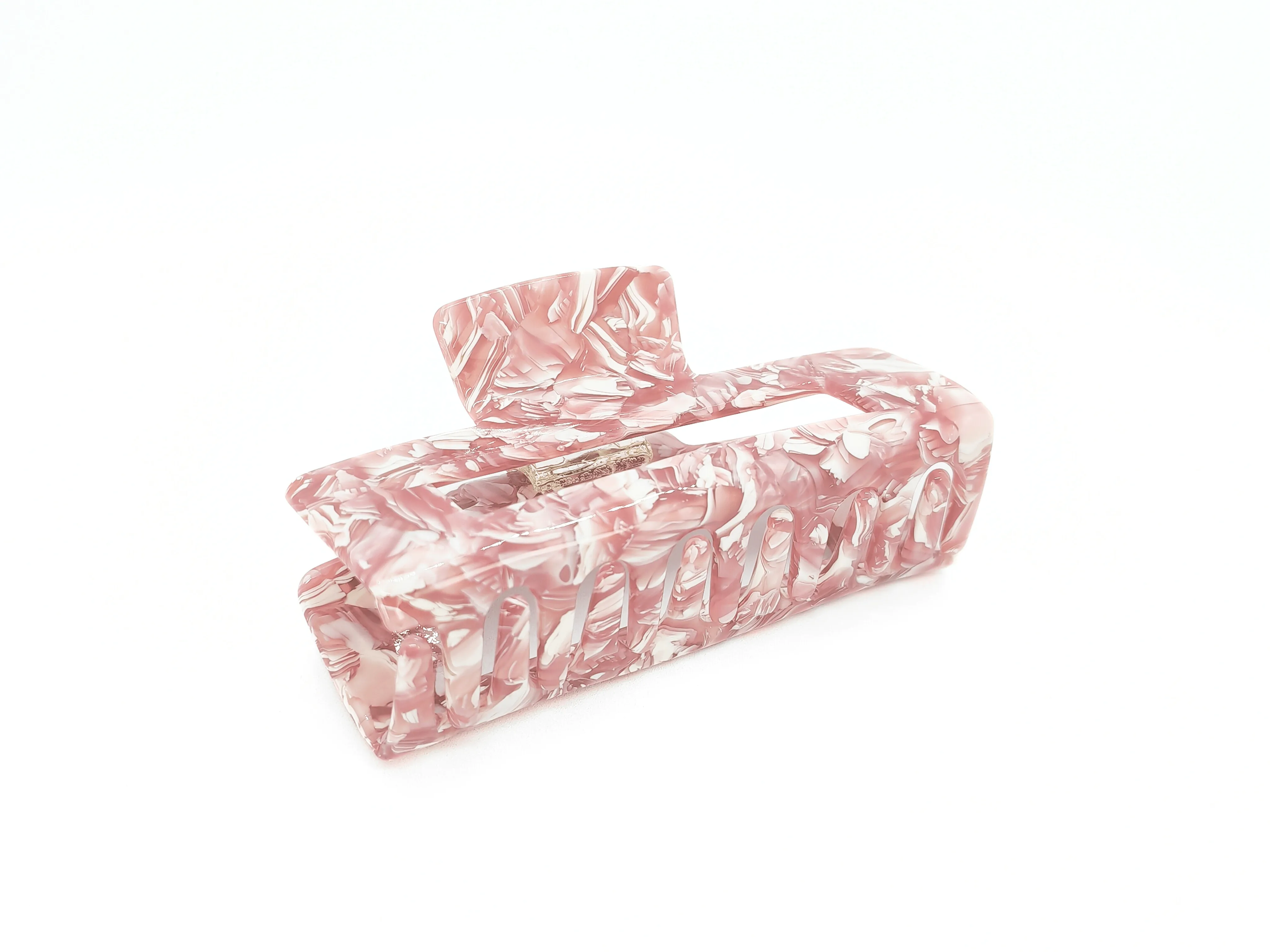 Blush Marble Rectangular Hair Claw Clip