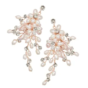 Blush Pink Wedding Earrings with Pearls, 9802