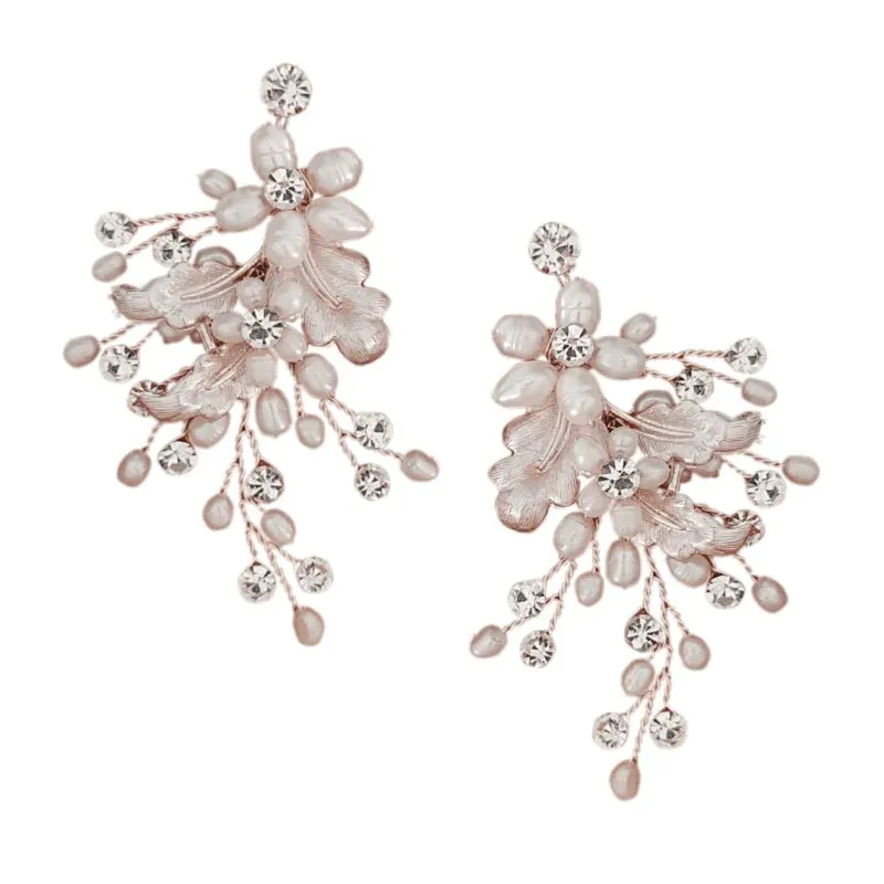 Blush Pink Wedding Earrings with Pearls, 9802