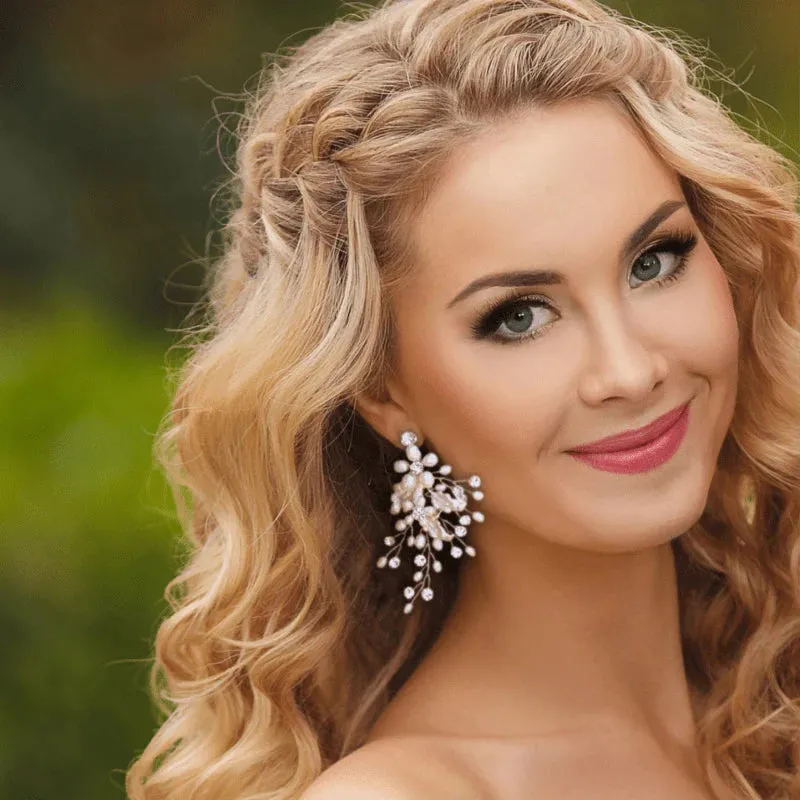 Blush Pink Wedding Earrings with Pearls, 9802