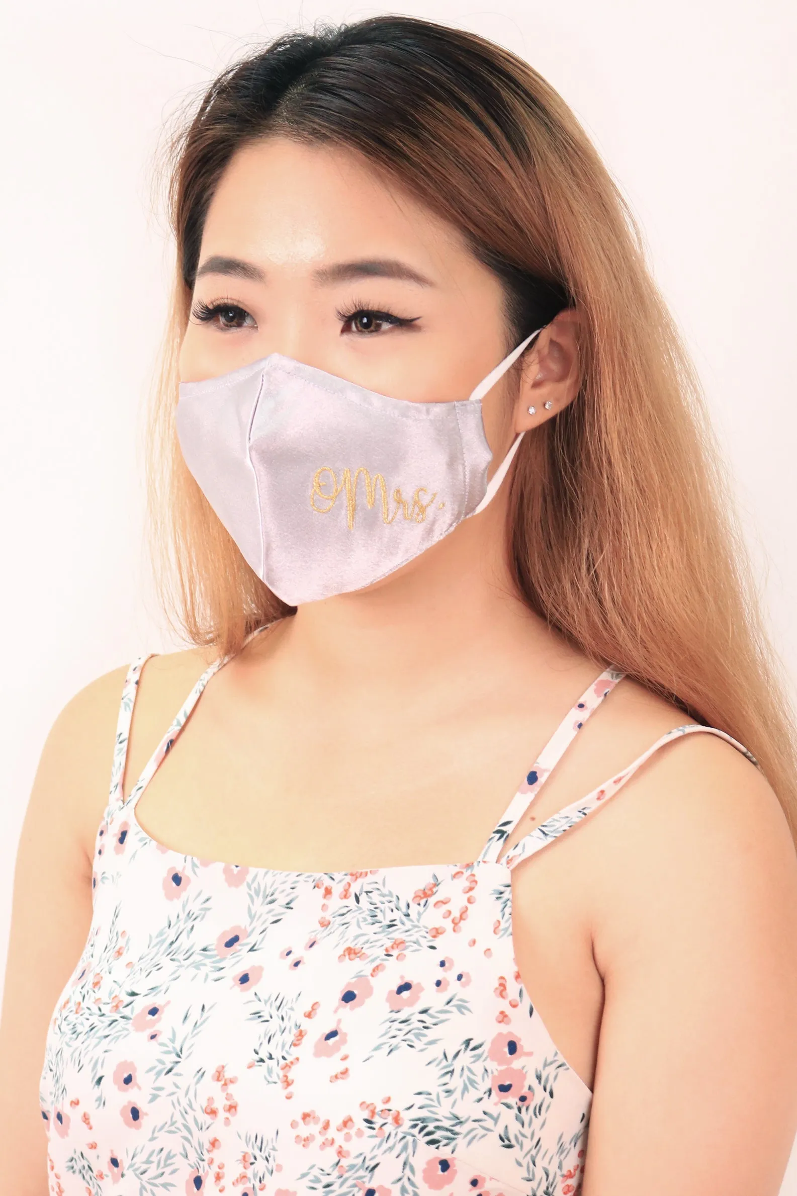 Bridal Reusable Face Mask - Plain Blush Satin
