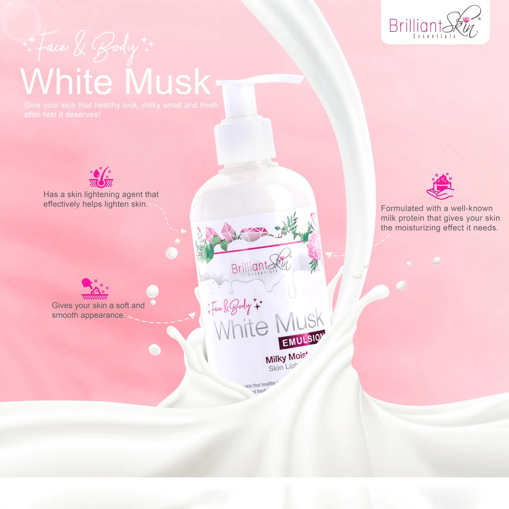 Brilliant Face & Body White Musk Emulsion Lotion - 300g