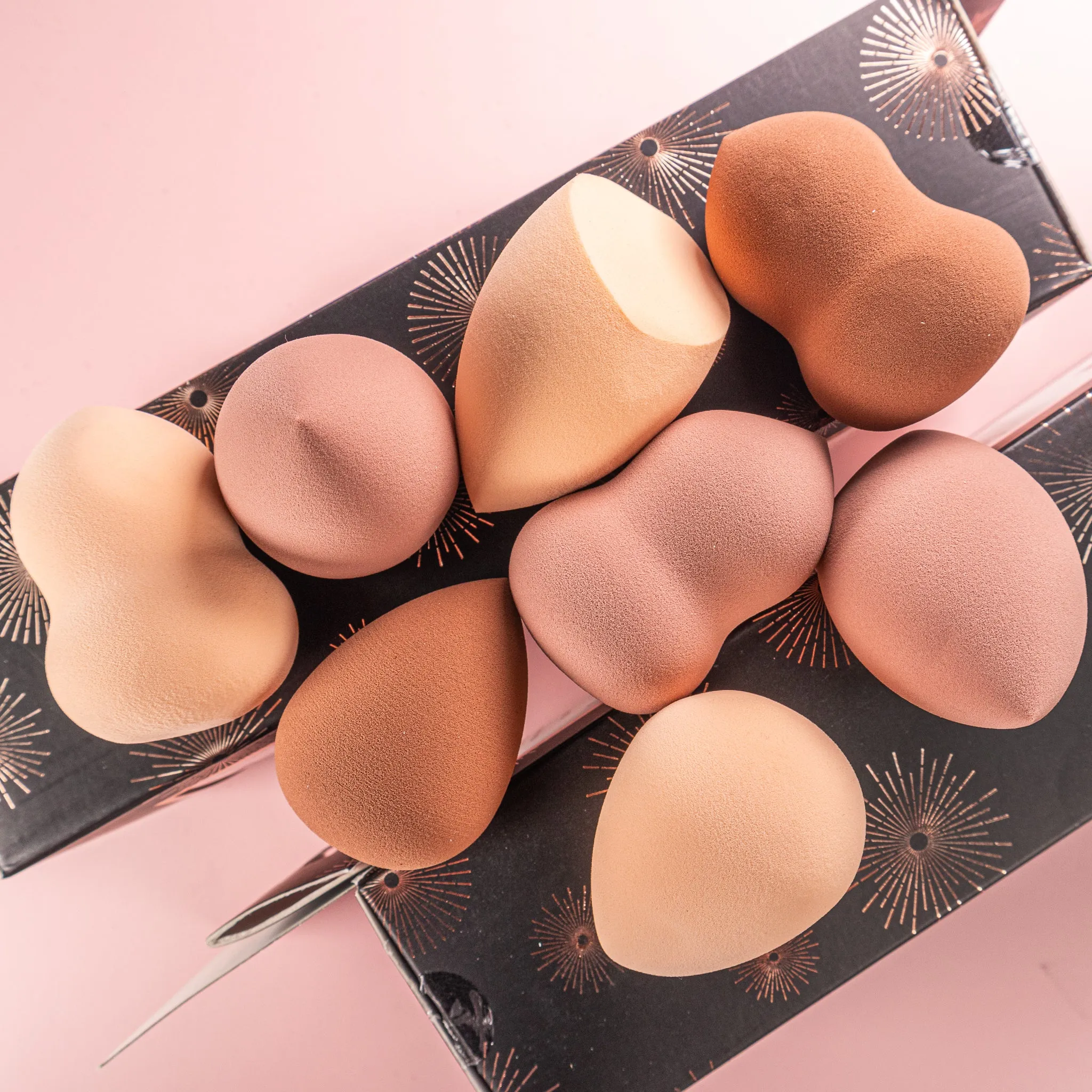 Brown 8 pc Beauty Makeup Sponges with Sponge Holder