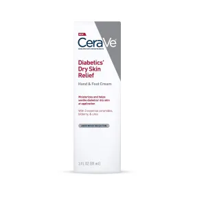CeraVe Hand Cream & Foot Cream for Diabetics Dry Skin Diabetes Care Foot & Hand Cream for Dry Hands & Feet Fragrance Free & Paraben Free 3 Ounce