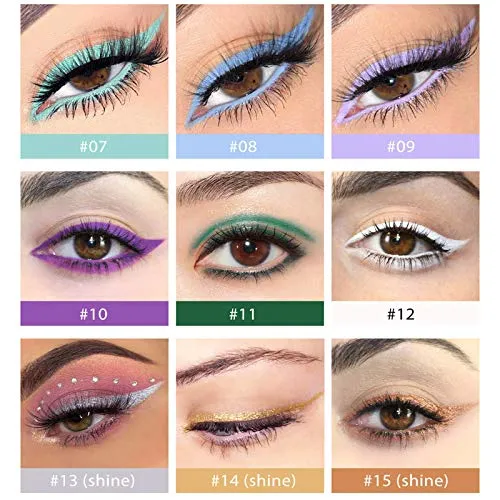 Chameleon Eyeliner Pen 6pcs Multichrome Set, Glitter Metallic Waterproof liquid Eyeliner, Intense Color Blue Purple Shifting Colorful Multi-Reflective Eyeliner, Smudge-proof, Ultra-Fine Tip