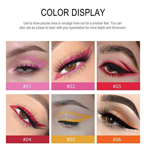 Chameleon Eyeliner Pen 6pcs Multichrome Set, Glitter Metallic Waterproof liquid Eyeliner, Intense Color Blue Purple Shifting Colorful Multi-Reflective Eyeliner, Smudge-proof, Ultra-Fine Tip