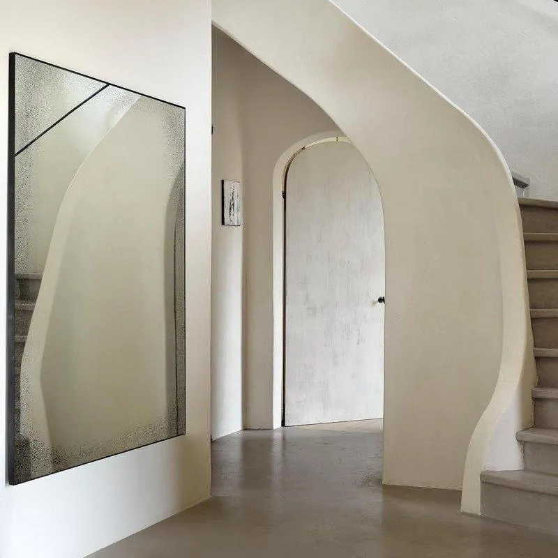 Clear Wall Mirror Medium Aged Metal Frame - Rectangular