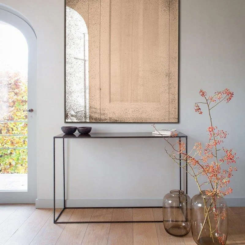 Clear Wall Mirror Medium Aged Metal Frame - Rectangular