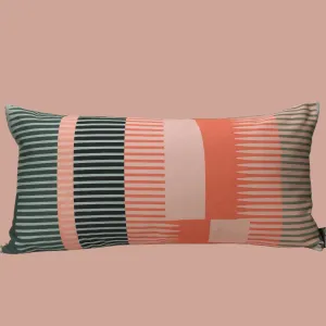 Combed Stripe Cushion - Coral   Blush   Grey