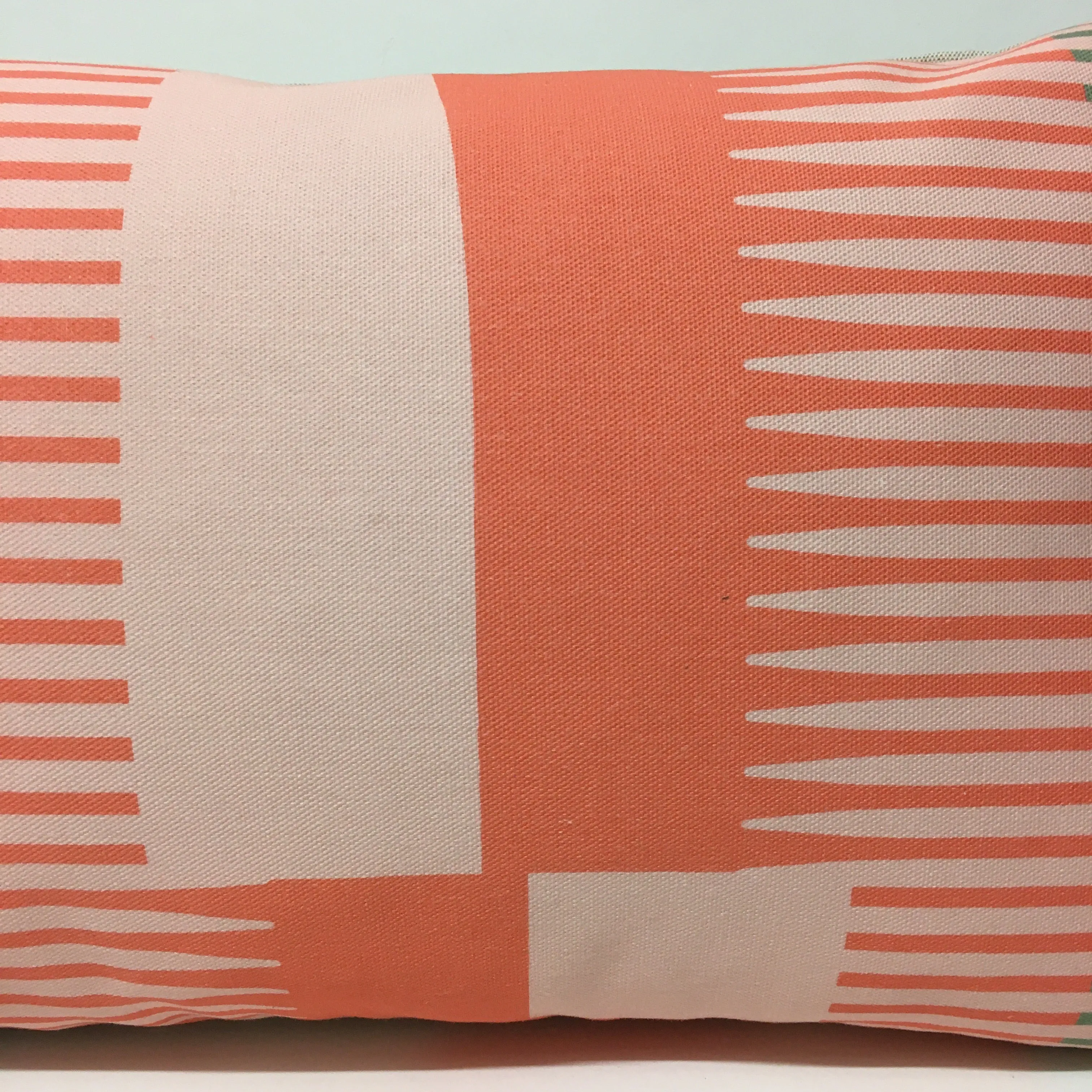 Combed Stripe Cushion - Coral   Blush   Grey