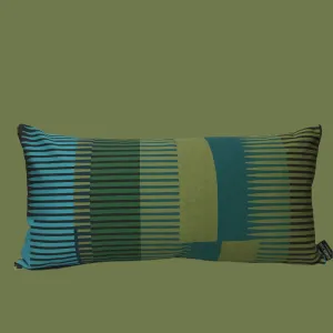 Combed Stripe Cushion - Olive, teal   turquoise