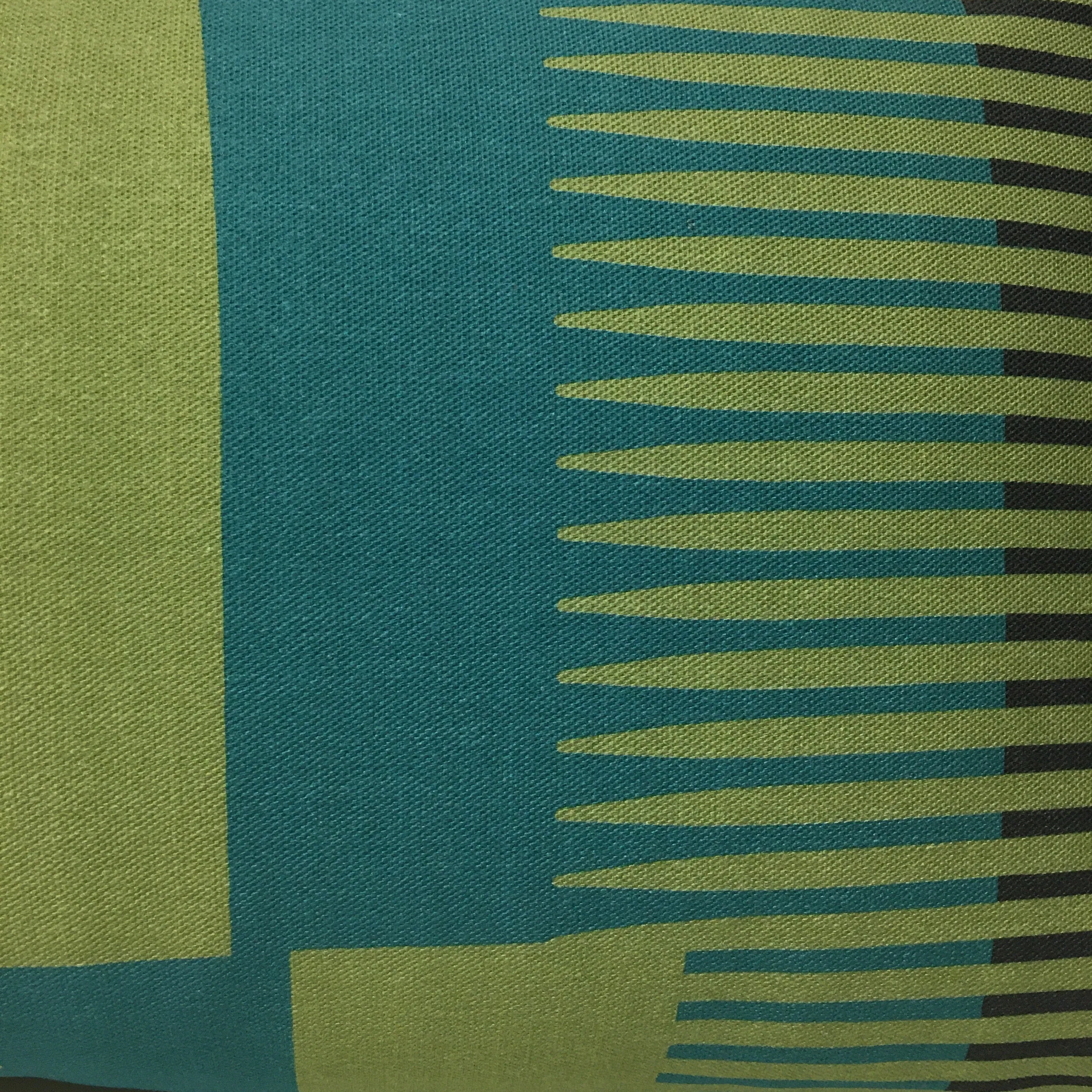 Combed Stripe Cushion - Olive, teal   turquoise