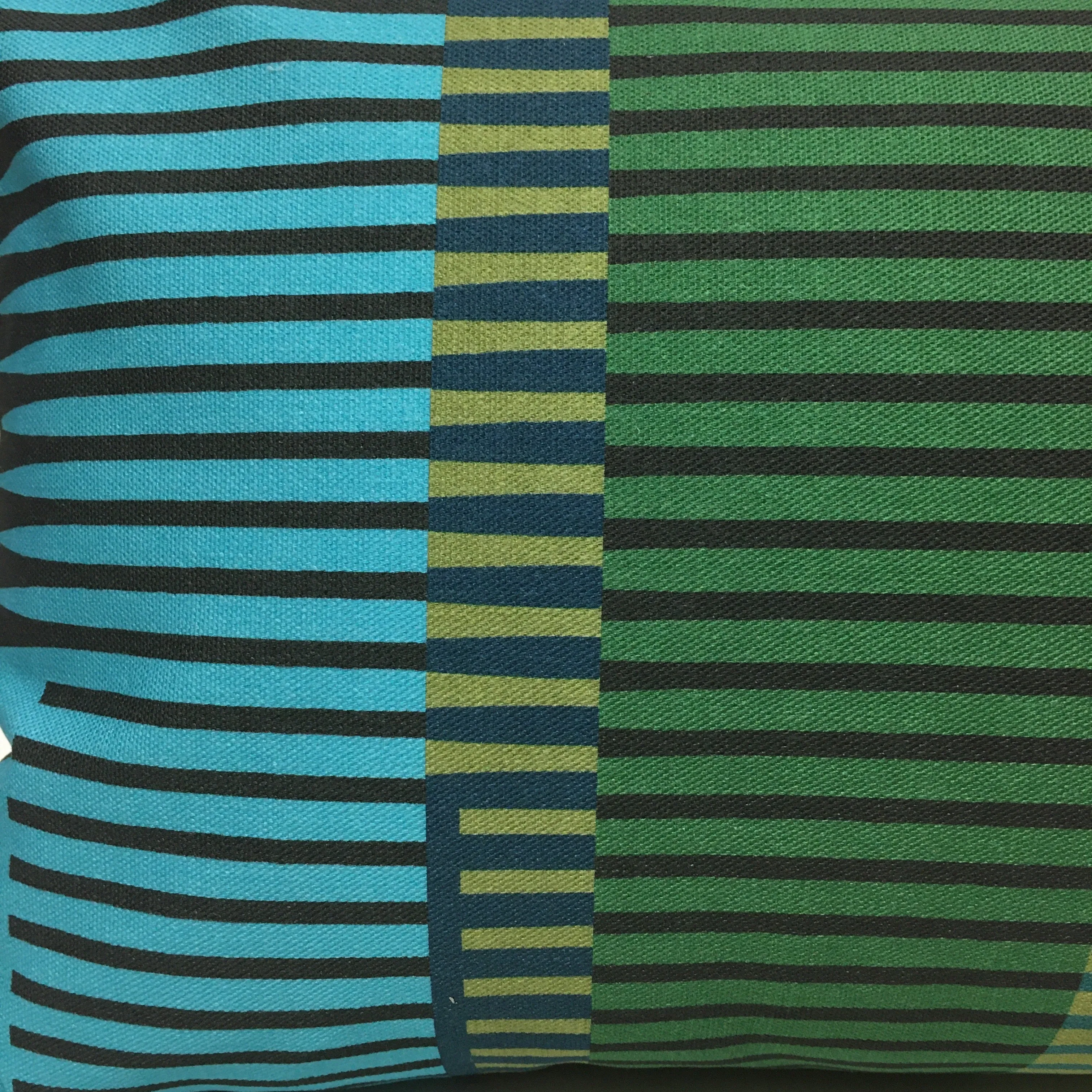 Combed Stripe Cushion - Olive, teal   turquoise